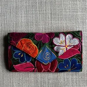 Hand Embroidered Floral Clutch